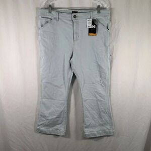 New Lee Crop Jeans Women's 18M Light Blue Denim Flared Mid Rise Cotton Blend